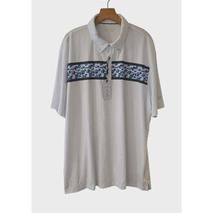 MAELREG Performance Polo Shirt White W/Blue Camo Stripe Golf Mens 3XL NEW